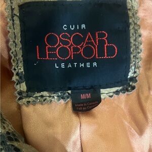 Oscar Leopold Leather Jacket - Metallic Snake Trim, Peach Lining